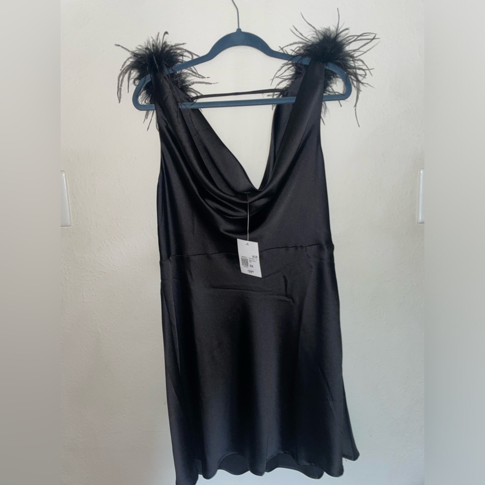Feather Trim Slip Dress, Size 0X, Forever21, NWT